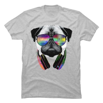 Men's Design By Humans Rainbow Beat DJ Pug By clingcling T-Shirt