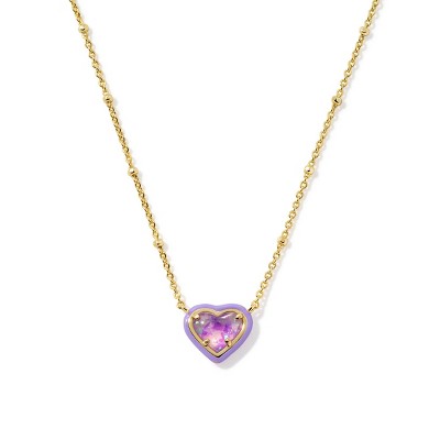 Kendra Scott Valentine's Day 14K Gold Over Brass Anna Enamel Pendant Necklace - Gold/Iridescent Lavender Illusion