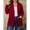 Womens Plus Size Open Front Cardigan Lightweight Long Sleeve Sweaters Tops 2024 Fall Coat Outerwear with Pockets - 4 of 4