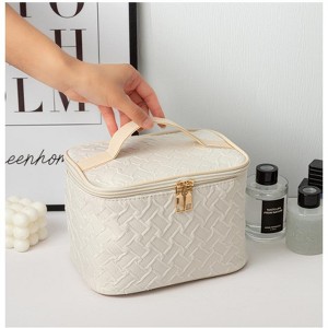 Makeup Bag, Portable Cosmetic Bag, Large Capacity Travel Makeup Case Organizer,Multi-functionalCosmetic Organizer, HandheldSquare Bag White - 1 of 4