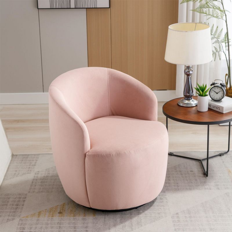 Fannie Chenille Swivel Accent Armchair Barrel Chair,25.60'' Wide Small Velvet Swivel Chair,360° Upholstered Swivel Barrel Chair-Maison Boucle‎, 2 of 9