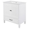 30" White Vintage Bathroom Vanity with Sink, Soft-Closing Door, Multi-Storage - 3 of 4