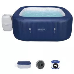 Bestway Hawaii SaluSpa 2-6 Person Outdoor Inflatable Square Hot Tub Spa with 140 Air Jets, Pump, 2 Filters and Tub Cover