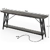 Aheaplus 70.9'' Console Table with Charging Station, Industrial Metal Frame Sofa Table with Storage Shelf - 3 of 4
