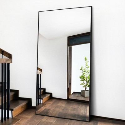 Caro 70.5"×31.5" Oversized Rectangle Aluminum Alloy Frame, Accent Leaning Floor Mirror Bedroom Mirror Wall-Mounted Mirror Dressing Mirror-The Pop Home