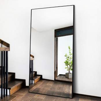 Caro 70.5"×31.5" Oversized Rectangle Aluminum Alloy Frame, Accent Leaning Floor Mirror Bedroom Mirror Wall-Mounted Mirror Dressing Mirror-The Pop Home