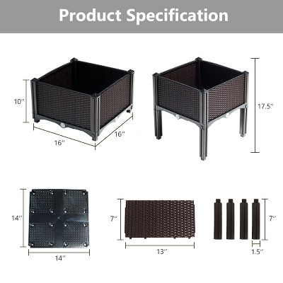 Brown and Black Polypropylene Raised Garden Bed Set for Outdoor