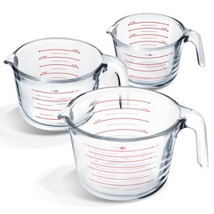 JoyTable Glass Measuring Cups Set, Liquid Measuring Cups, Glass Measuring Cup Set - 1 of 4