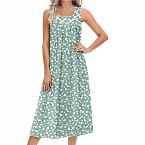 Ekouaer Nightgowns for Women Cotton Long Night Gown Sleeveless Sleep ...