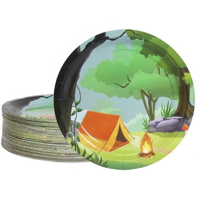 Blue Panda Disposable Plates - 80-Count Paper Plates, Camping Party Supplies, 9 Inches in Diameter