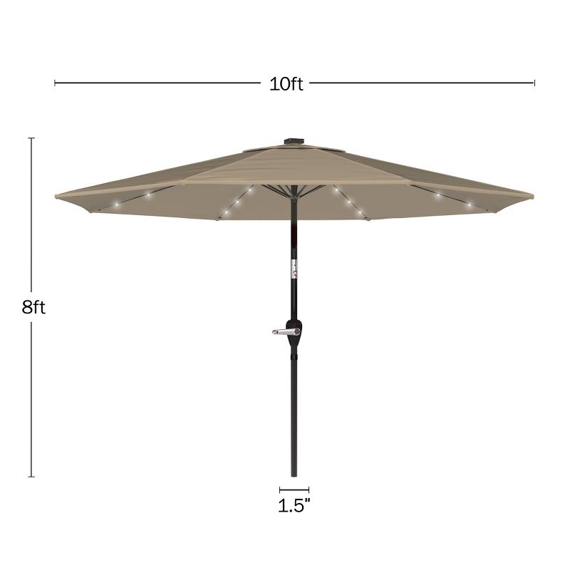 Nature Spring Tilting Patio Umbrella with Solar LED Lights - 10', Sand, 5 of 7