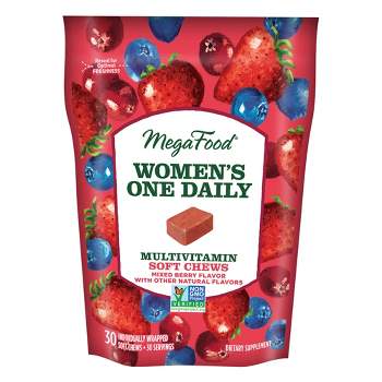 MegaFood Womens Multivitamin with Vitamin D & Vitamin B, Vegetarian - Mixed Berry Soft Chew- 30ct