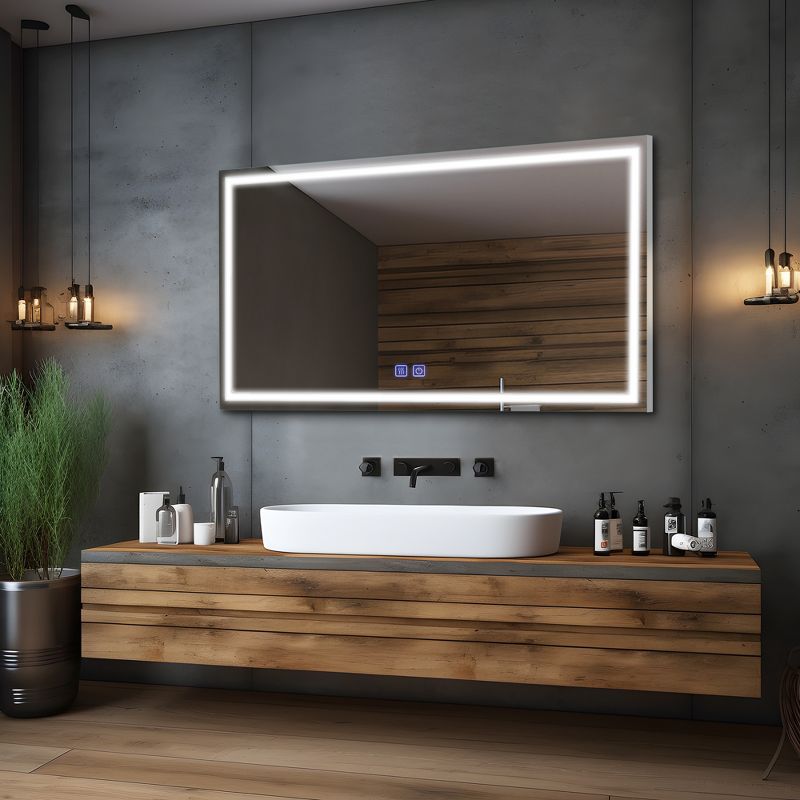 Neutypechic Rectangular Bathroom Vanity Mirror with LED Lights Anti-fog Large Wall Mirror - 51"x32", 2 of 7