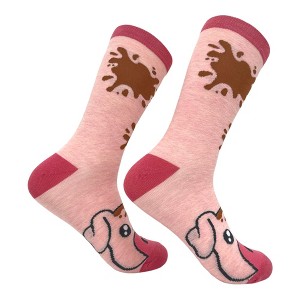 Crazy Dog T-Shirts Women's Muddy Pig Socks Funny Cute Farm Animal Novelty Footwear - 1 of 4