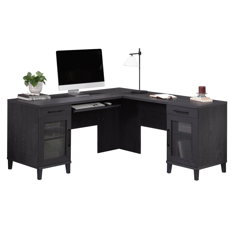 Photos - Office Desk Sauder Tiffin Line L Desk Raven Oak Raven Oak 