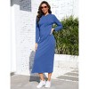Women Hoodie Dress Stripe Long Sleeve Casual Pullover Slim Sweatshirt Maxi Dresses with Pocket - 2 of 3
