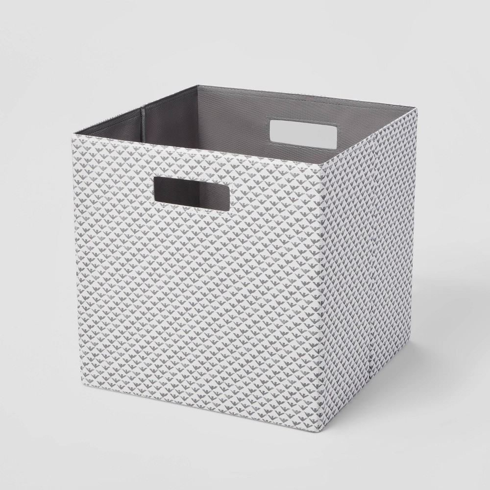 13" x 13" Fabric Bin Fiaro Print Gray/White - Brightroom™: Polyester Material, Cutout Handles, Fits 13 Inch Cube Storage System