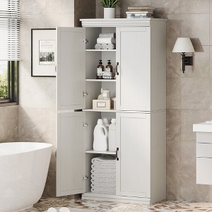 Tall Kitchen Pantry Cabinet, Storage Cabinet with 4 Doors & Adjustable Shelves, 70" Freestanding Cupboard, Tall Bathroom Linen Cabinet - 1 of 4