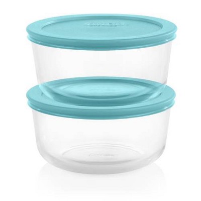 Pyrex Simply Store 4pc 4 Cup Round Glass Food Storage Value Pack - Teal