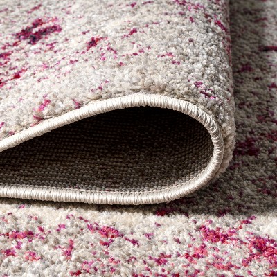 Maroon and Gray Abstract 4' x 6' Synthetic Area Rug