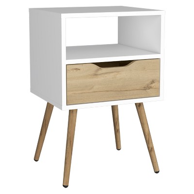 NicBex 15.75 inch Wide Nightstand with 1 Drawer,Modern Side Table with Four Legs and One Open Shelf,Bedside Table for Bedroom,Living Room