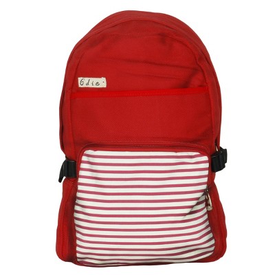 Slickblue Red Fabric Art School Backpack, Colorful Character Design, Outdoor Daypack, Fun, Red, 17" x 13" x 4.5"