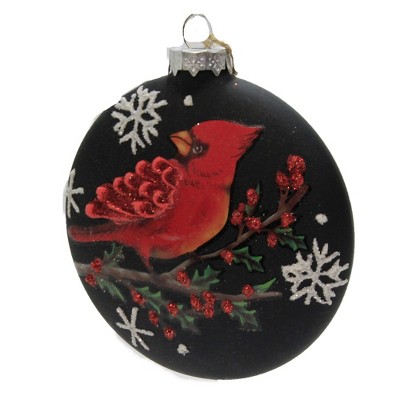 Holiday Ornament 4.25" Chalkboard Cardinal Ornament Snowflakes Berries  -  Tree Ornaments