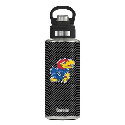  NCAA Kansas Jayhawks 32oz Carbon Fiber Stainless Steel Water Bottle 