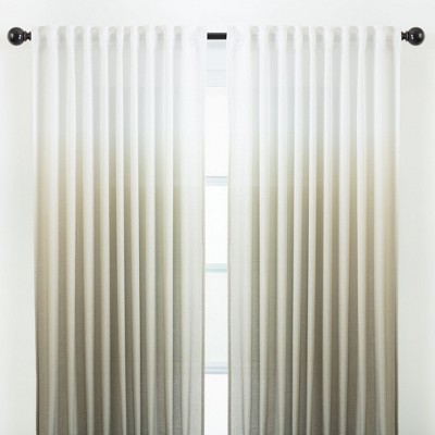 Sage Ombre Faux Flax Semi-Sheer Curtain Panels, 52 x 63 Inches, Set of 2