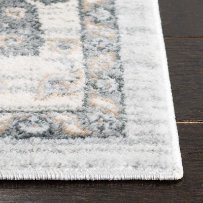 Isabella Light Grey and Cream Hand-Knotted Synthetic Area Rug