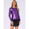 Allegra K Women's Long Sleeve Puff Sleeve Party Glitter Shiny Metallic Tops - 3 of 4