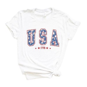 Simply Sage Market Women's USA Varsity Stars Short Sleeve Graphic Tee - 1 of 3