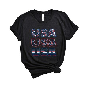 Simply Sage Market Women's USA Stacked Colorful Short Sleeve Graphic Tee - 1 of 3
