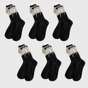 Alilang Women's Summer Ruffled Lace - Trim Ankle Socks 6Pk - 1 of 3