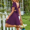 EXLURA Women's 2025 Summer Short Puff Sleeve Casual Short Mini Dresses Tie Back Square Neck A-Line Sundress - 4 of 4