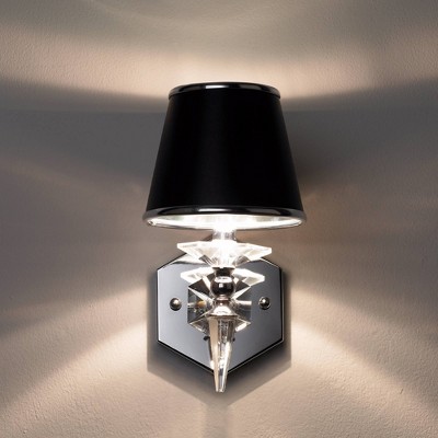 Manhattan Hexagonal Black and Chrome Crystal Wall Sconce