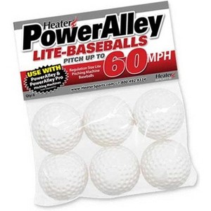 Heater Sports PowerAlley Lite Baseballs, Pitching Machine Balls, 1/2 Weight of Baseball,  9” Diameter, Pack of 6 - 1 of 2