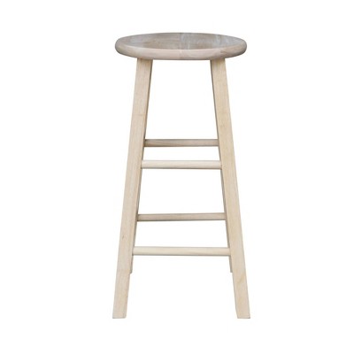 Unfinished Brown Wood Counter Height Barstool
