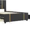 Okak Queen Platform Bed Frame with LED Lights and USB Charger No Box Spring Needed Upholstered Bed with Gold Decoration and Trundle - 3 of 4