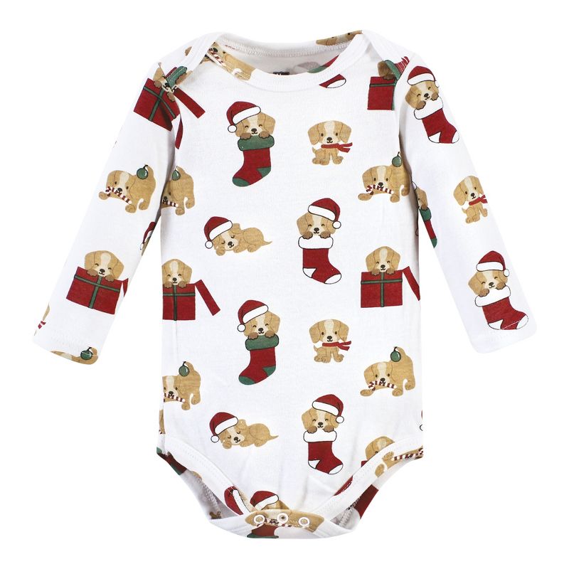 Hudson Baby Unisex Baby Cotton Long-Sleeve Bodysuits, Christmas Dog, 6 of 7