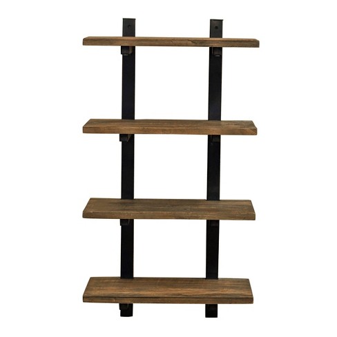 36 Pomona 4-shelf Metal And Solid Wood Bath Wall Shelf Natural - Alaterre  Furniture : Target