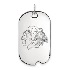 Black Bow Jewelry 14k White Gold Chicago Blackhawks NHL Large Pendant - 1 of 3