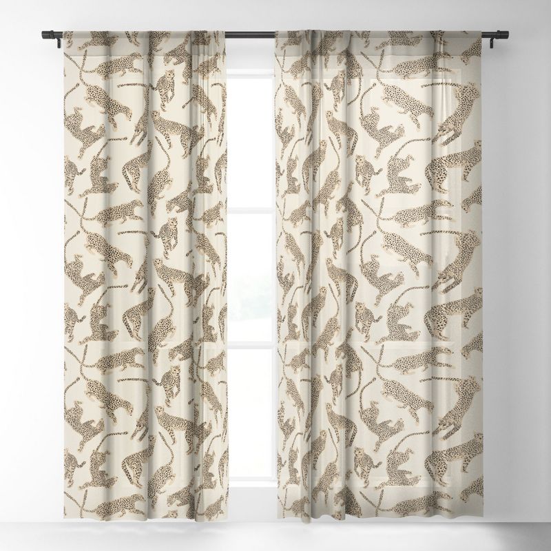 Iveta Abolina Cheetahs Tan Set of 2 Panel Sheer Window Curtain - Deny Designs, 3 of 7