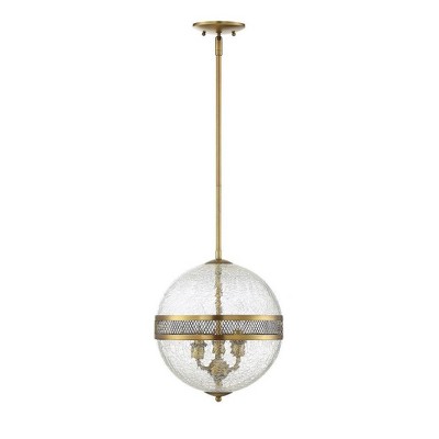 Savoy House 3-Light Warm Brass Crackled Glass Globe Pendant