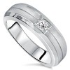 Pompeii3 Mens White Gold Solitaire Brushed Diamond Wedding Ring - 2 of 4