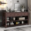 VYNXARIA Retro Design Console Table with Two Open Shelves, Pine Solid Wood Frame and Legs for Living Room (Espresso) - 2 of 4