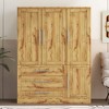 ORRD 4 Door Wardrobe Armoire Closet with 3 Drawers, Natural - 3 of 4