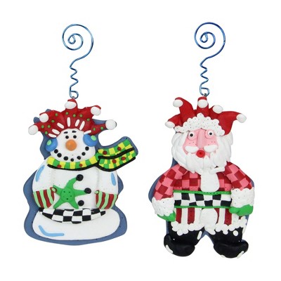 Roman 4ct Artistic Snowman and Santa Claus Christmas Ornament Set 5"- Red/White