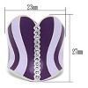 Slickblue Women's Purple Striped Heart Ring, Wave Design with Synthetic Crystals, Polished Stainless Steel, Sizes 5–10 - 2 of 4