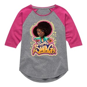 Girls' - Karma's World - Swag Is Swag Shirt Tail Raglan Graphic T-shirt - 1 of 3